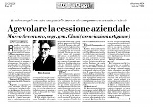 Italia Oggi Agevolare la cessione aziendale 22 09 2026
